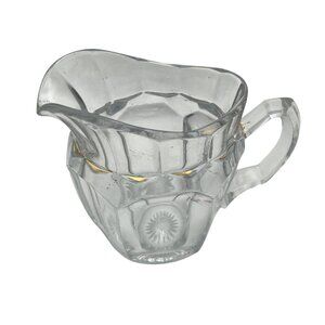 Vintage Clear Glass Creamer Starburst Bottom Unknown Maker